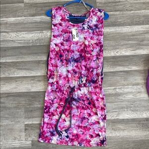 💛 Floral Pink Sleeveless Dress